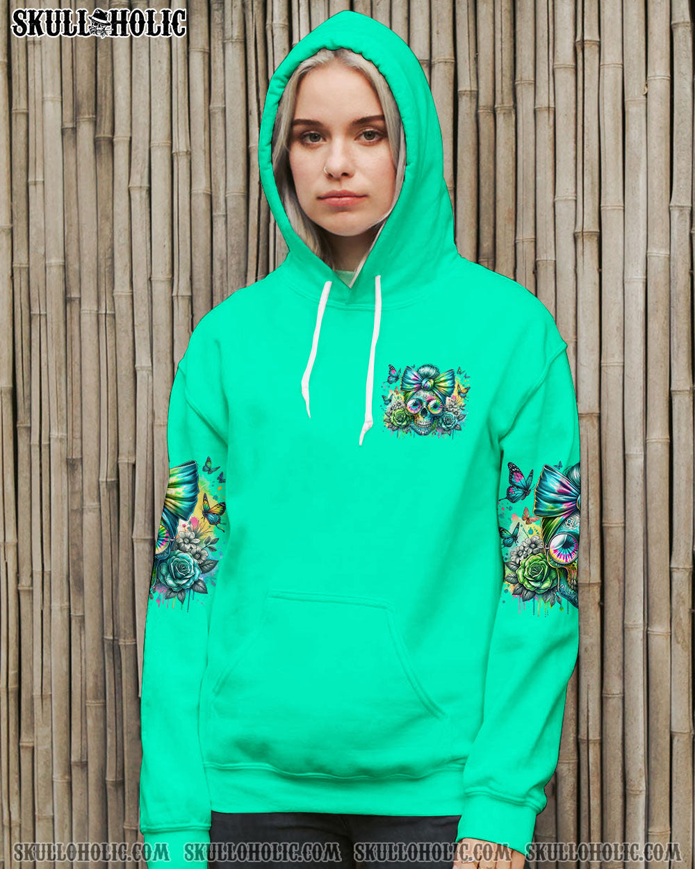 BLISSCORNERS BEFORE YOU DO ME WRONG MESSY BUN SKULL ALL OVER PRINT