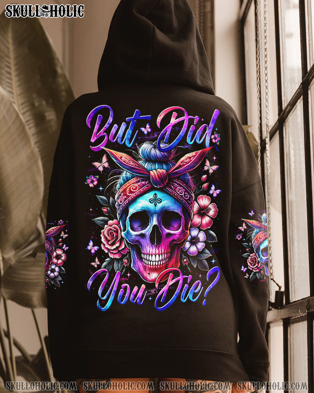 BLISSCORNERS BUT DID YOU DIE MOM LIFE SUNFLOWER MESSY BUN SKULL ALL OVER PRINT