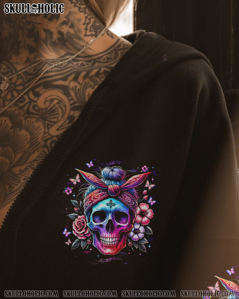 BLISSCORNERS BUT DID YOU DIE MOM LIFE SUNFLOWER MESSY BUN SKULL ALL OVER PRINT