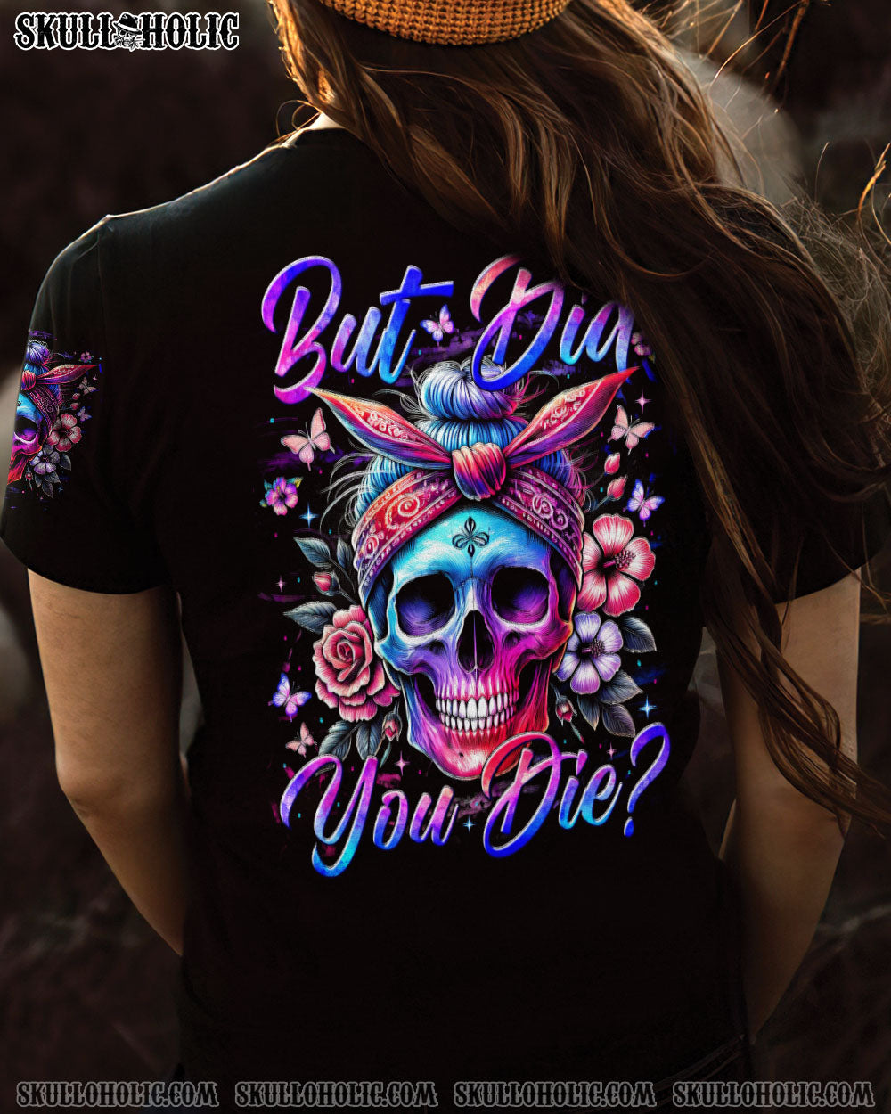 BLISSCORNERS BUT DID YOU DIE MOM LIFE SUNFLOWER MESSY BUN SKULL ALL OVER PRINT