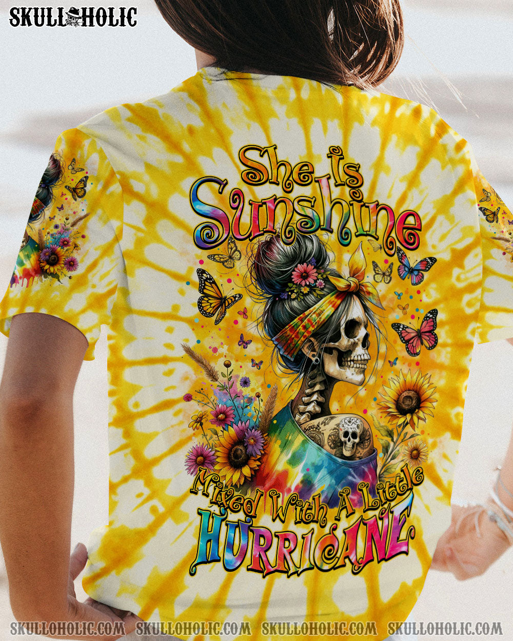 BLISSCORNERS SHE IS SUNSHINE MESSY BUN ALL OVER PRINT