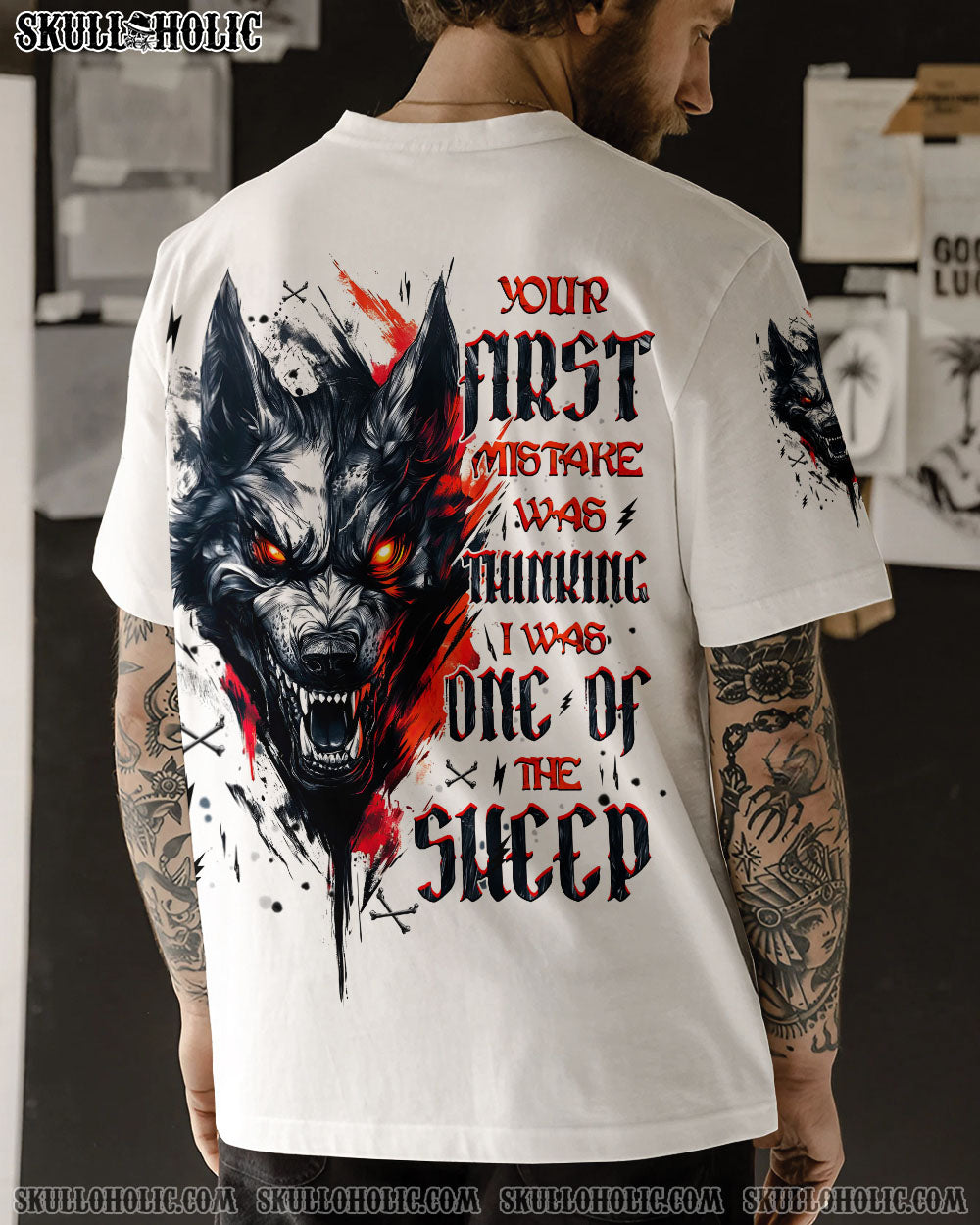 BLISSCORNERS YOUR FIRST MISTAKE SKULL WOLF ALL OVER PRINT