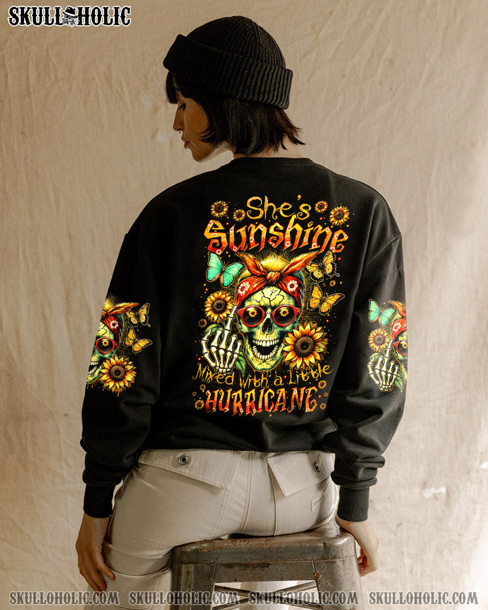 BLISSCORNERS IT'S GOING TO BE ONE OF THOSE DAYS MESSY BUN SKULL ALL OVER PRINT