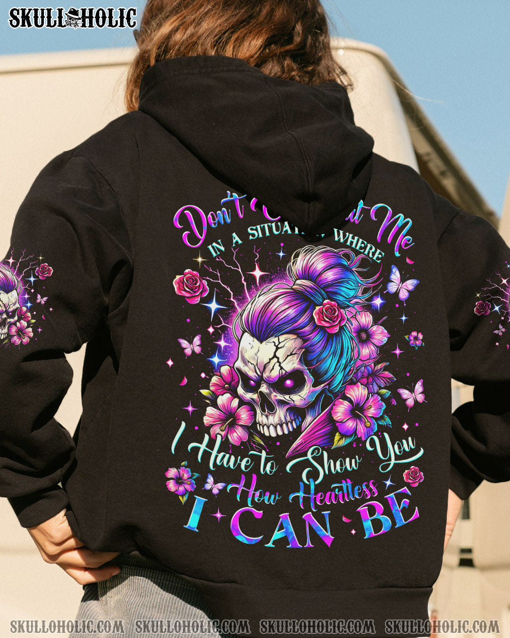 BLISSCORNERS DON'T LIKE ME YOUR PROBLEM MESSY BUN SKULL TIE DYE ALL OVER PRINT -  TLTW2002251