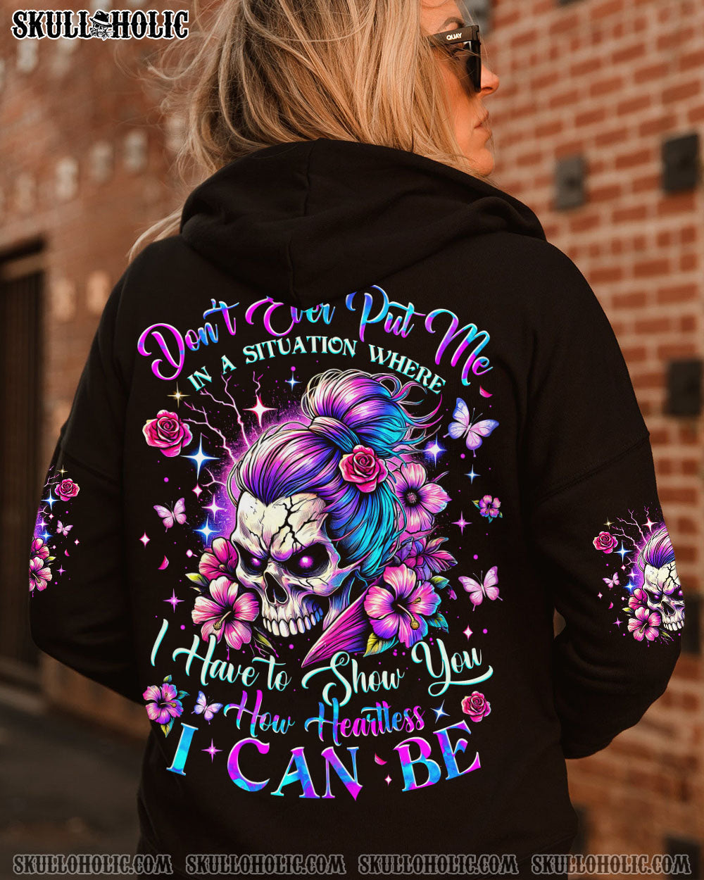 BLISSCORNERS DON'T LIKE ME YOUR PROBLEM MESSY BUN SKULL TIE DYE ALL OVER PRINT -  TLTW2002251