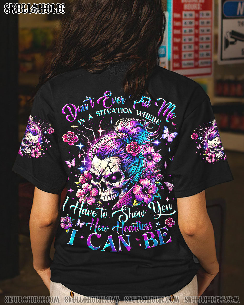 BLISSCORNERS DON'T LIKE ME YOUR PROBLEM MESSY BUN SKULL TIE DYE ALL OVER PRINT -  TLTW2002251