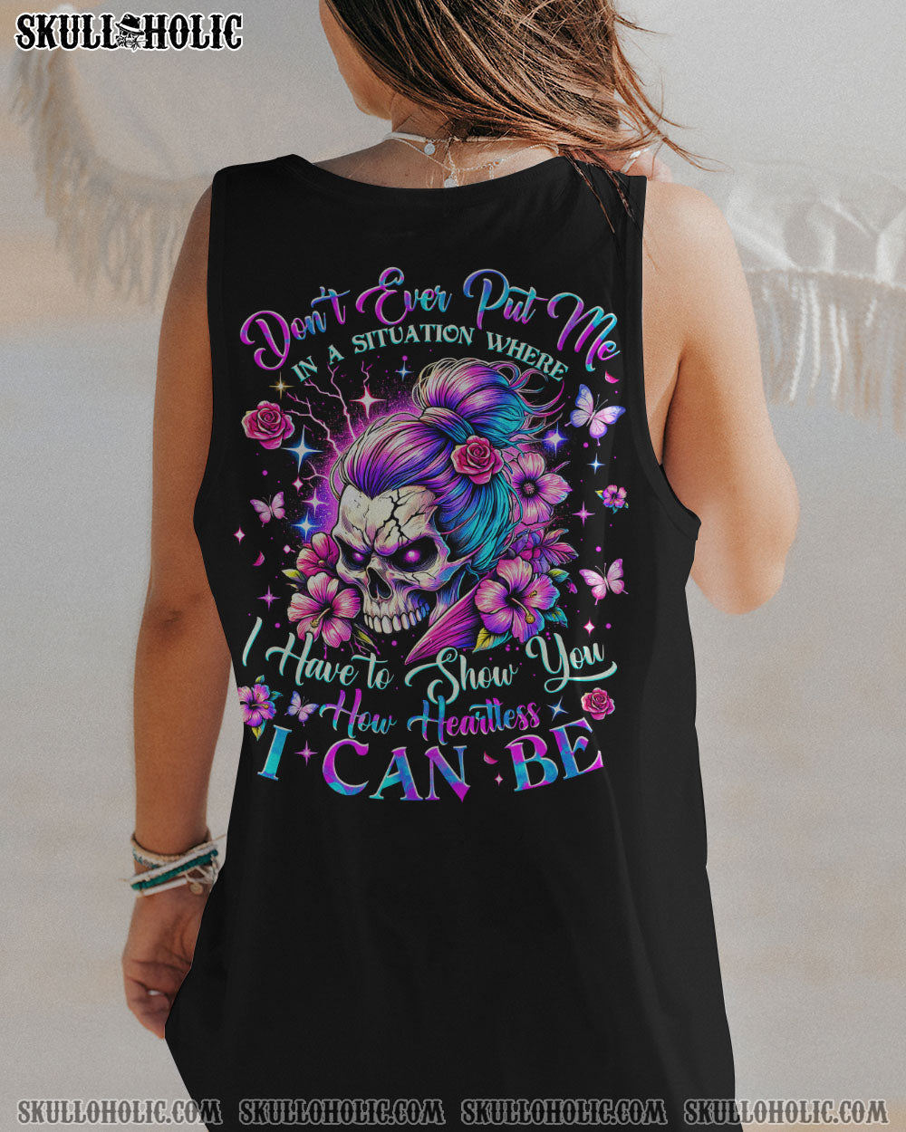 BLISSCORNERS DON'T LIKE ME YOUR PROBLEM MESSY BUN SKULL TIE DYE ALL OVER PRINT -  TLTW2002251