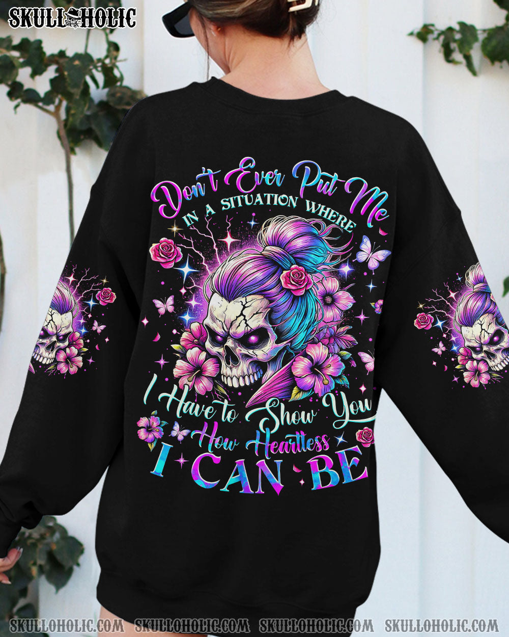 BLISSCORNERS DON'T LIKE ME YOUR PROBLEM MESSY BUN SKULL TIE DYE ALL OVER PRINT -  TLTW2002251