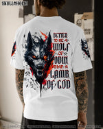 BLISSCORNERS BETTER TO BE A WOLF OF ODIN THAN A LAMB OF GOD VIKING SKULL ALL OVER PRINT