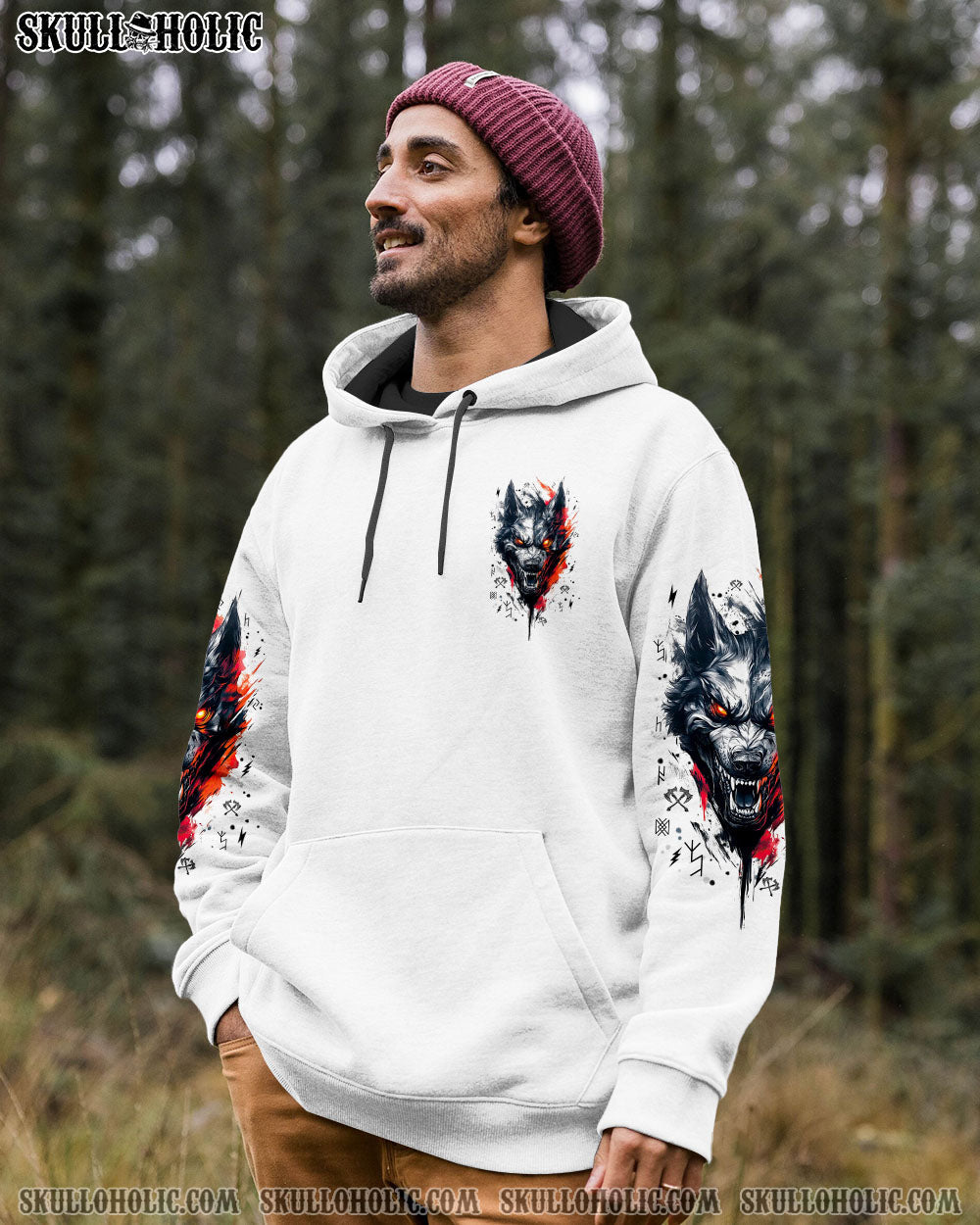 BLISSCORNERS BETTER TO BE A WOLF OF ODIN THAN A LAMB OF GOD VIKING SKULL ALL OVER PRINT