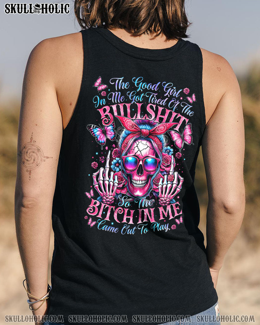 BLISSCORNERS I HAVE THE DEVIL IN MY BLOOD MESSY BUN ALL OVER PRINT