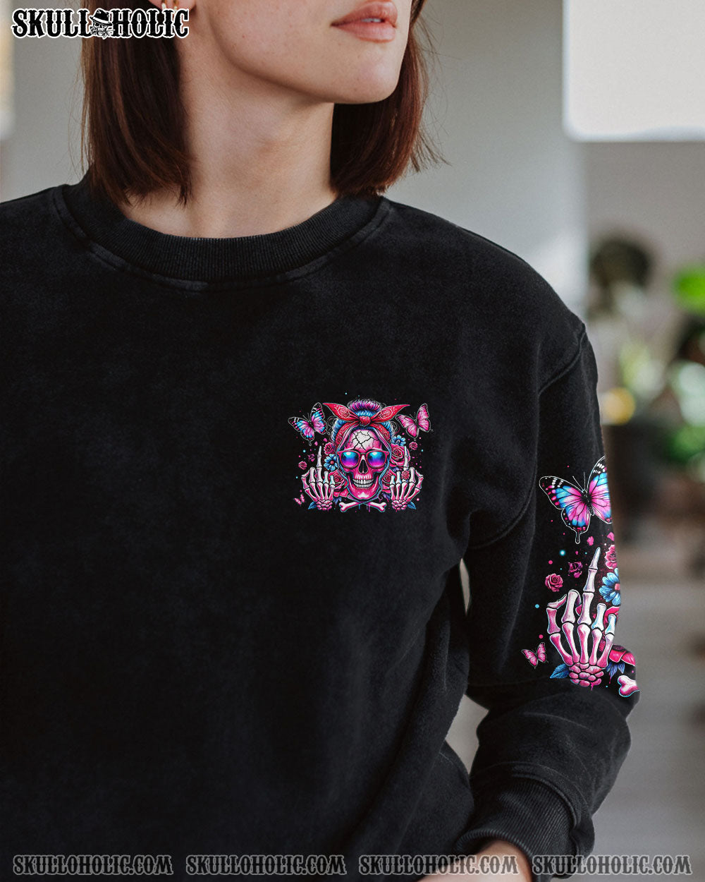 BLISSCORNERS I HAVE THE DEVIL IN MY BLOOD MESSY BUN ALL OVER PRINT