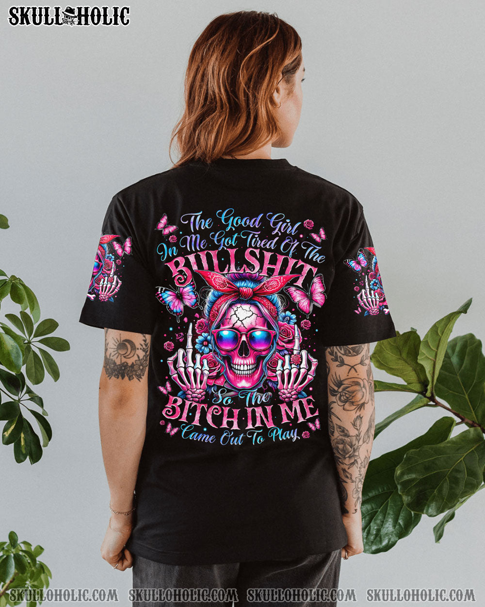 BLISSCORNERS I HAVE THE DEVIL IN MY BLOOD MESSY BUN ALL OVER PRINT
