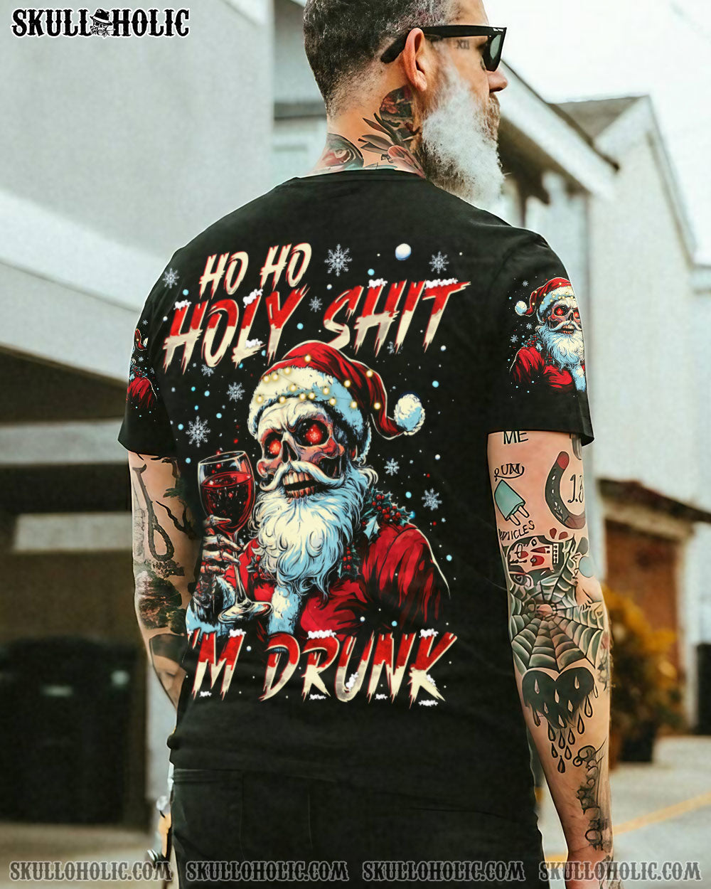 BLISSCORNERS HO HO HO I'M DRUNK SKULL CHRISTMAS ALL OVER PRINT