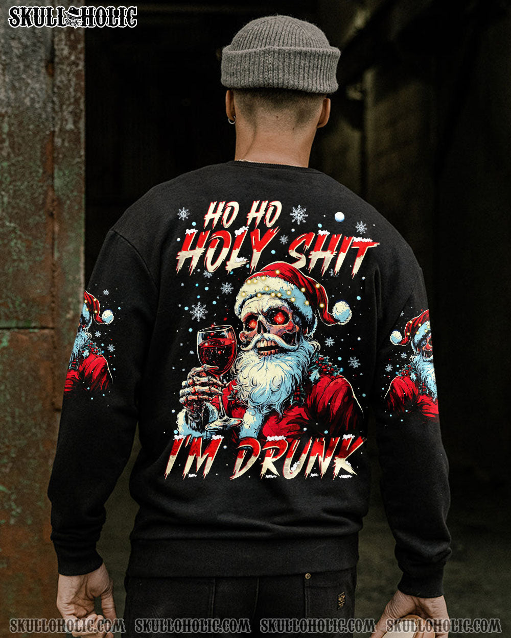 BLISSCORNERS HO HO HO I'M DRUNK SKULL CHRISTMAS ALL OVER PRINT