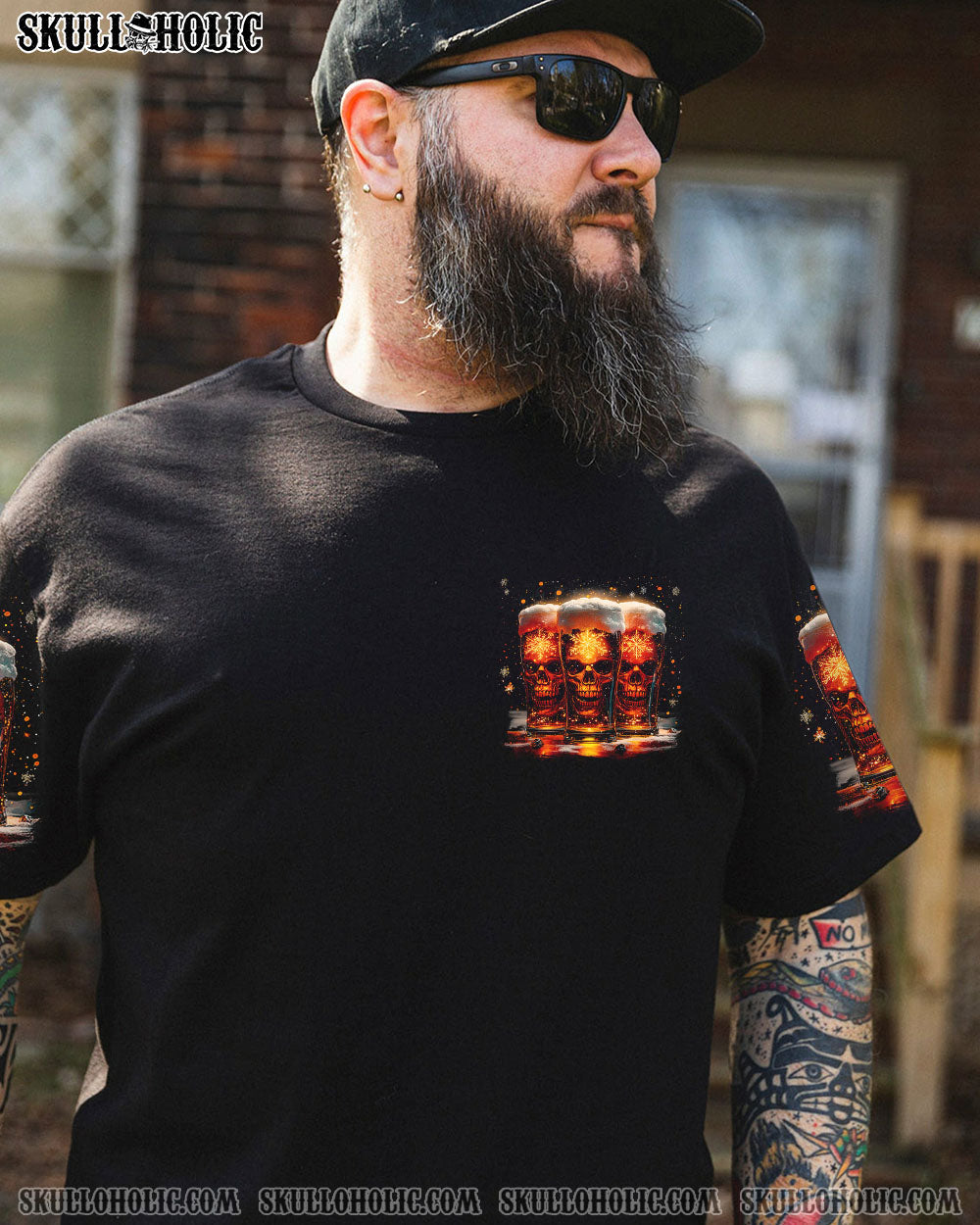 BLISSCORNERS IT'S THE MOST WONDERFUL TIME SKULL CHRISTMAS ALL OVER PRINT