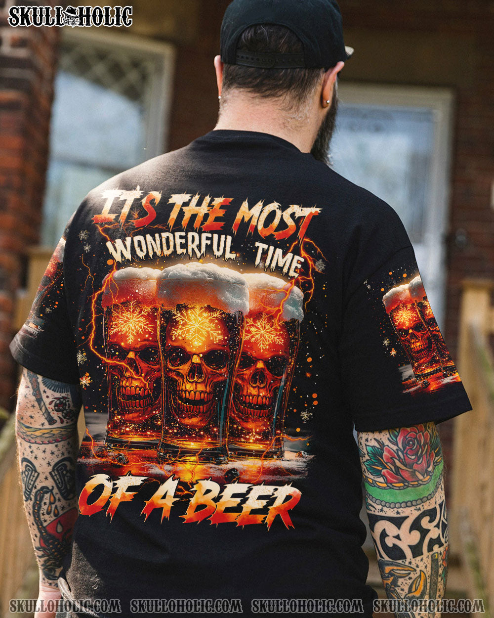 BLISSCORNERS IT'S THE MOST WONDERFUL TIME SKULL CHRISTMAS ALL OVER PRINT