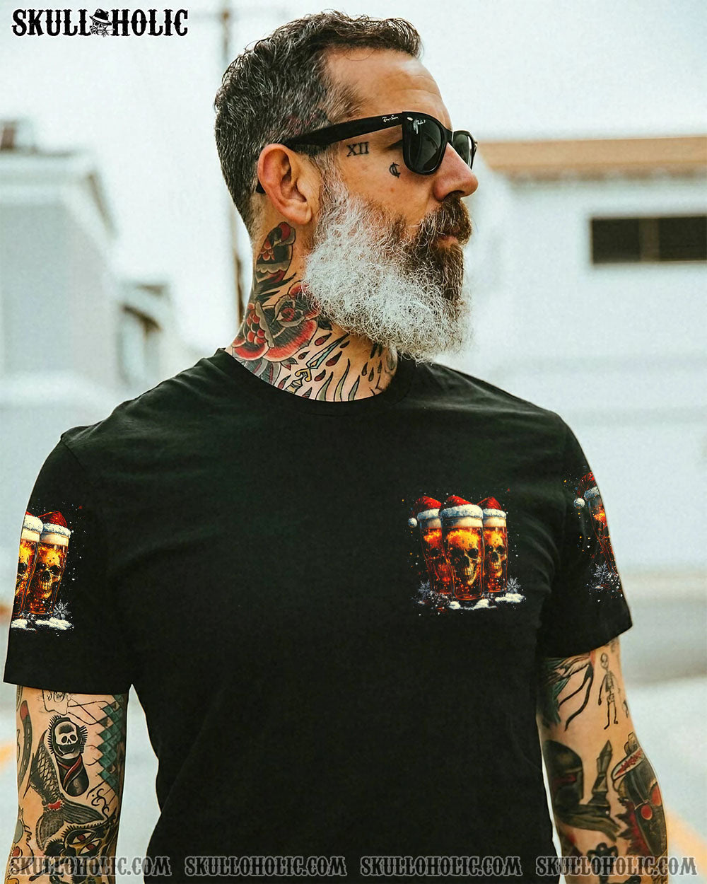 BLISSCORNERS DRINK DRANK DRUNK SKULL CHRISTMAS ALL OVER PRINT