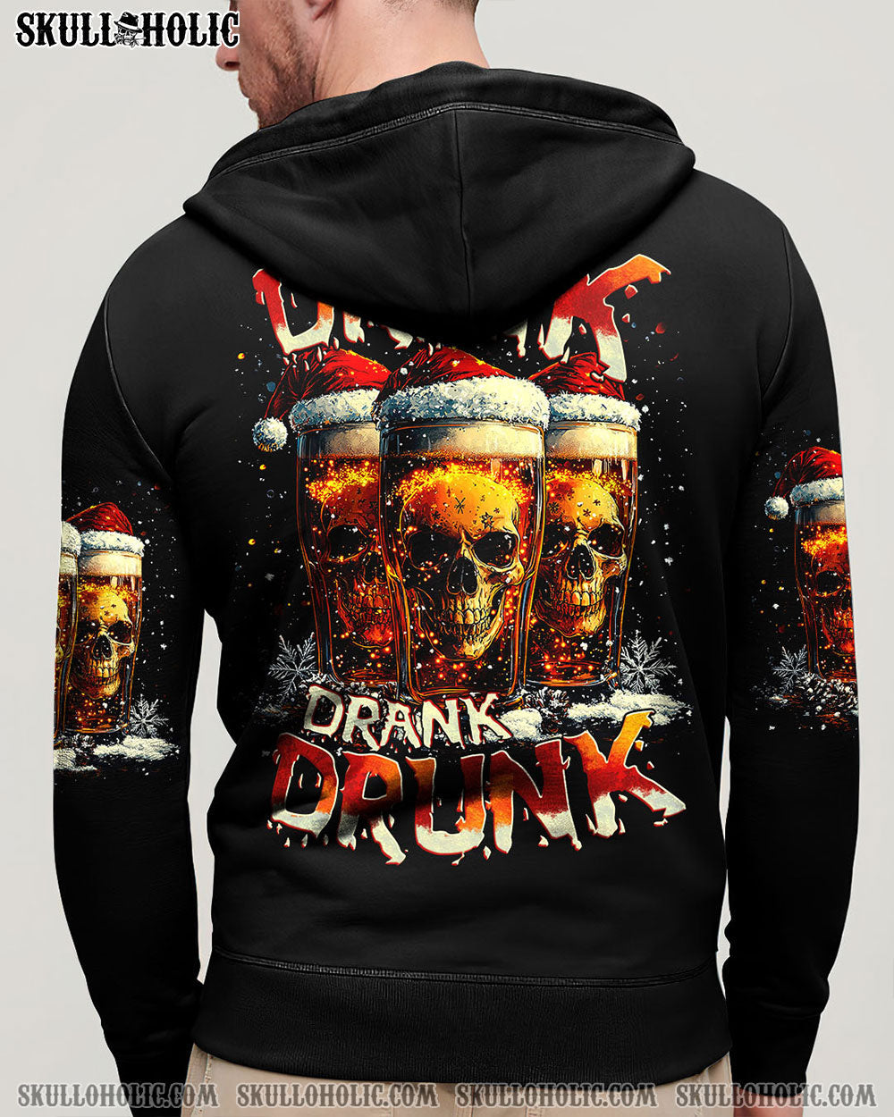 BLISSCORNERS DRINK DRANK DRUNK SKULL CHRISTMAS ALL OVER PRINT