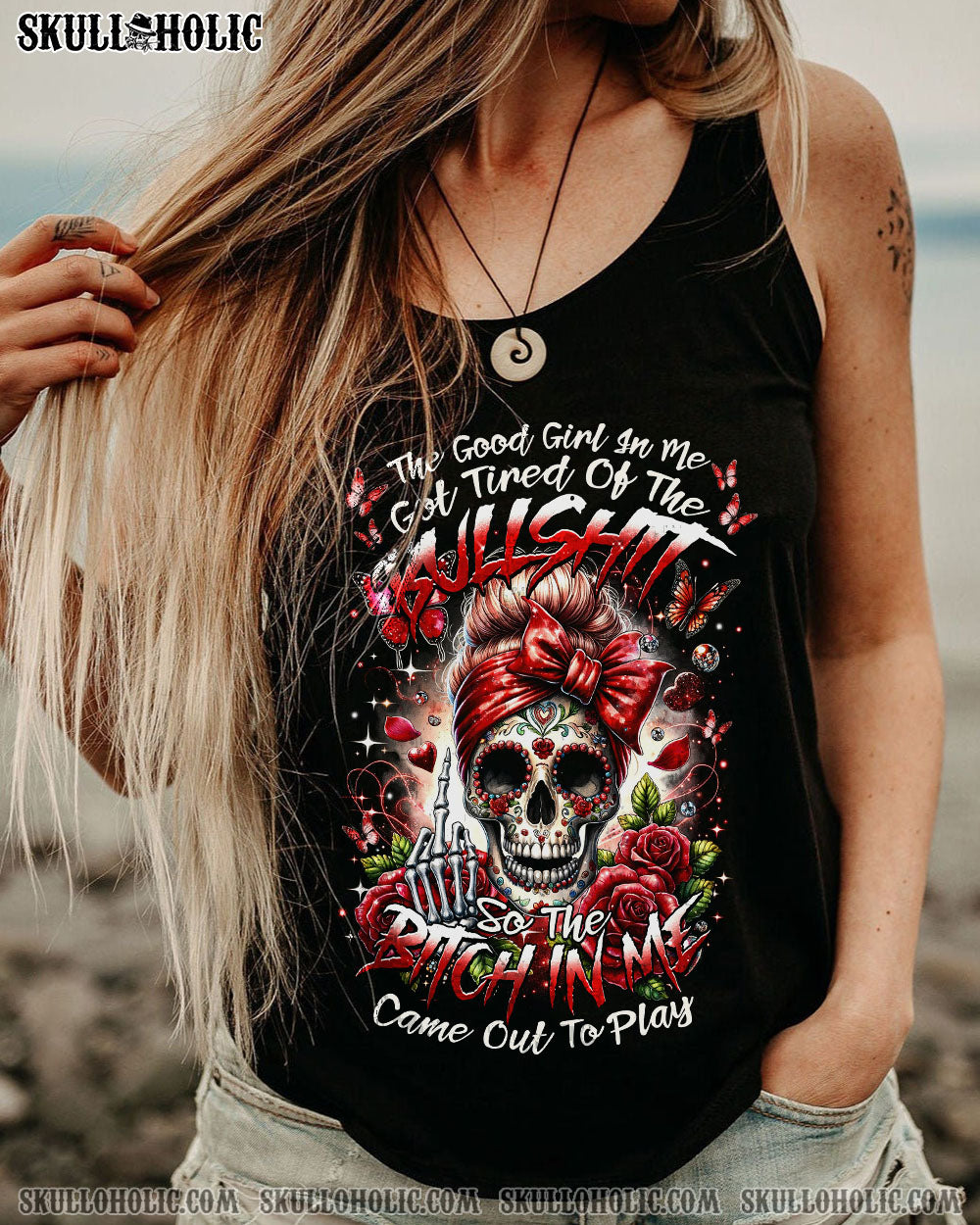 BLISSCORNERS THE GOOD GIRL IN ME MESSY BUN ALL OVER PRINT
