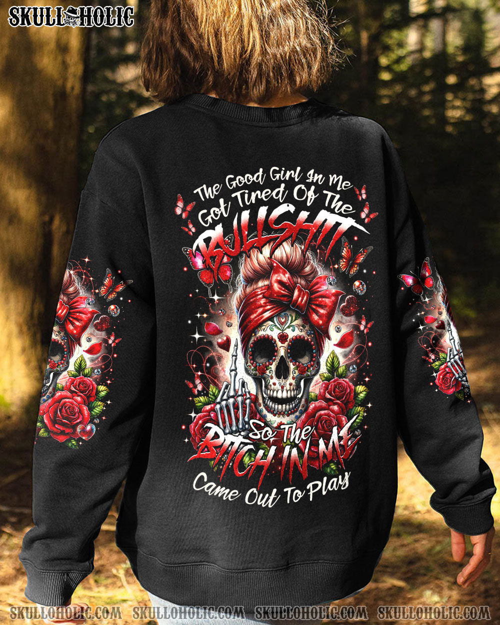 BLISSCORNERS THE GOOD GIRL IN ME MESSY BUN ALL OVER PRINT