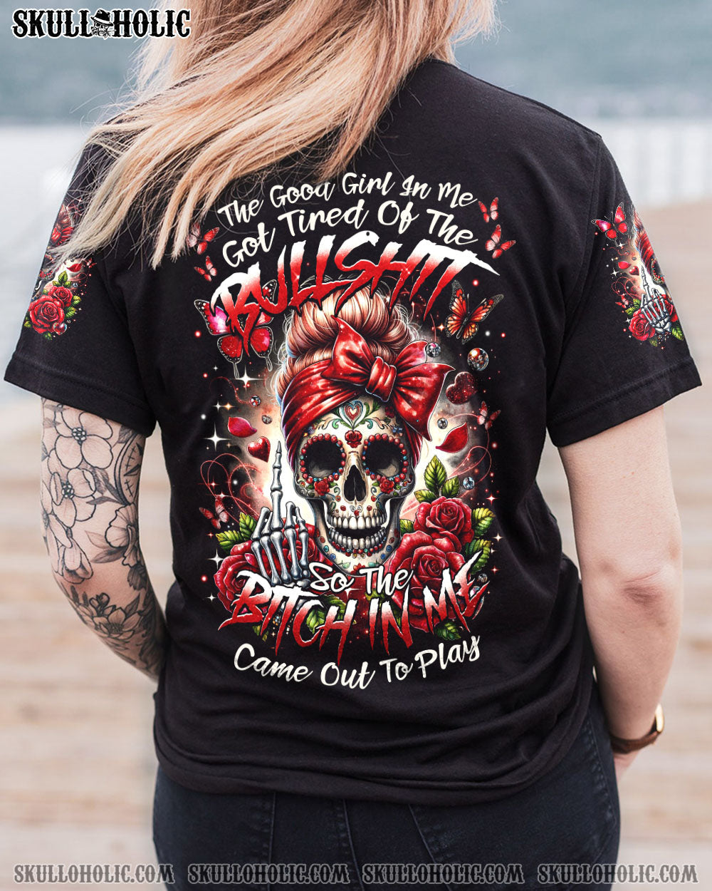 BLISSCORNERS THE GOOD GIRL IN ME MESSY BUN ALL OVER PRINT