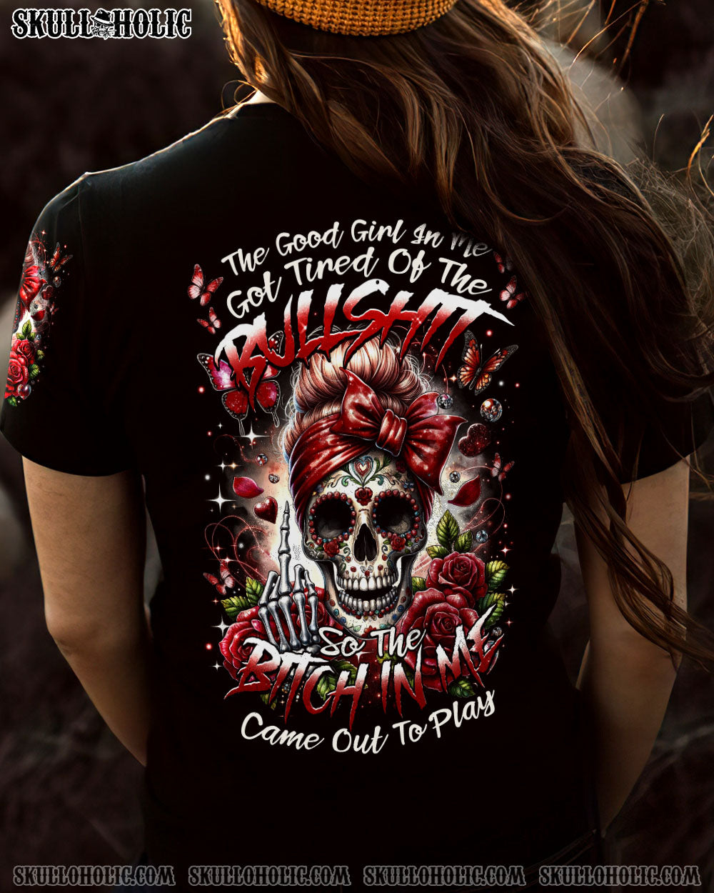 BLISSCORNERS THE GOOD GIRL IN ME MESSY BUN ALL OVER PRINT