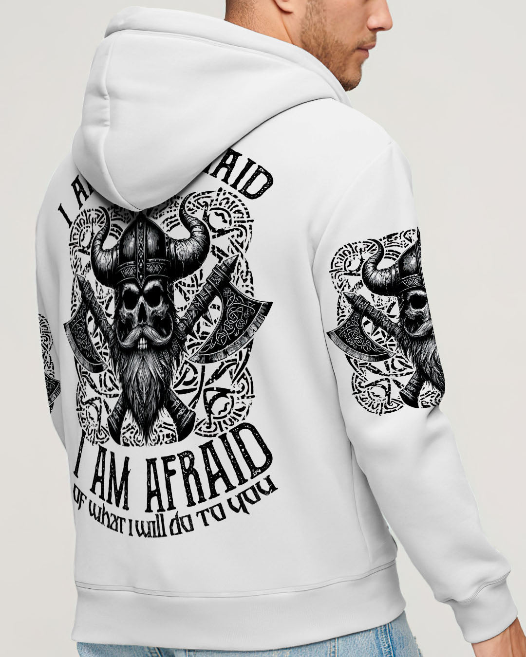 BLISSCORNERS I AM NOT AFRAID OF YOU VIKING SKULL ALL OVER PRINT