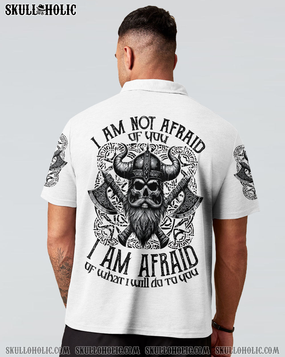 BLISSCORNERS I AM NOT AFRAID OF YOU VIKING SKULL ALL OVER PRINT