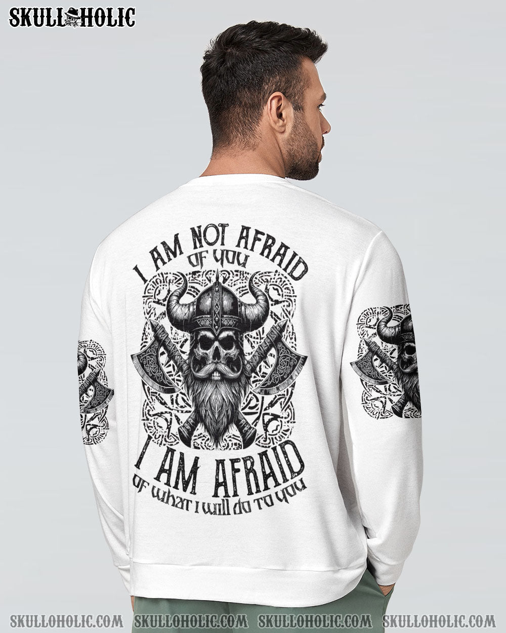 BLISSCORNERS I AM NOT AFRAID OF YOU VIKING SKULL ALL OVER PRINT