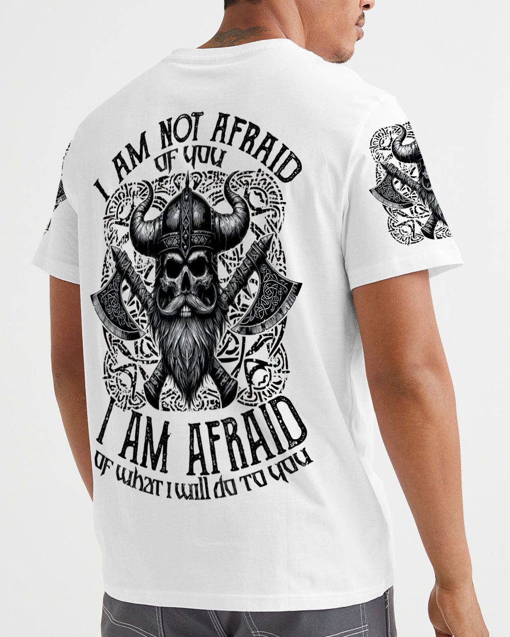 BLISSCORNERS I AM NOT AFRAID OF YOU VIKING SKULL ALL OVER PRINT