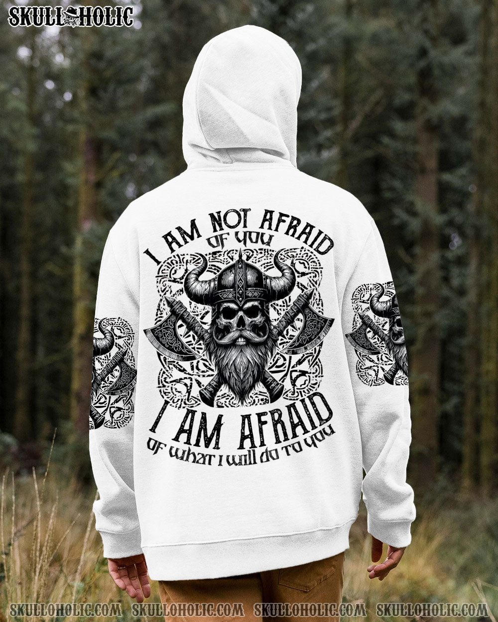 BLISSCORNERS I AM NOT AFRAID OF YOU VIKING SKULL ALL OVER PRINT