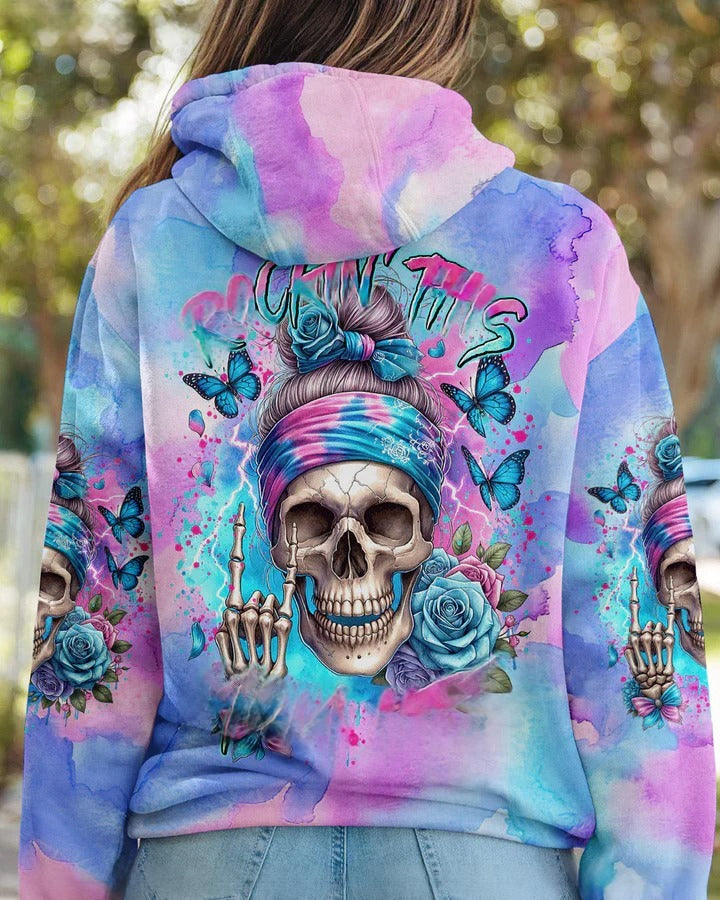 BLISSCORNERS ROCKING THIS MOM LIFE MESSY BUN SKULL ALL OVER PRINT