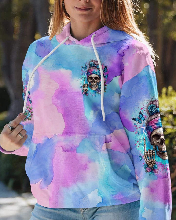BLISSCORNERS ROCKING THIS MOM LIFE MESSY BUN SKULL ALL OVER PRINT