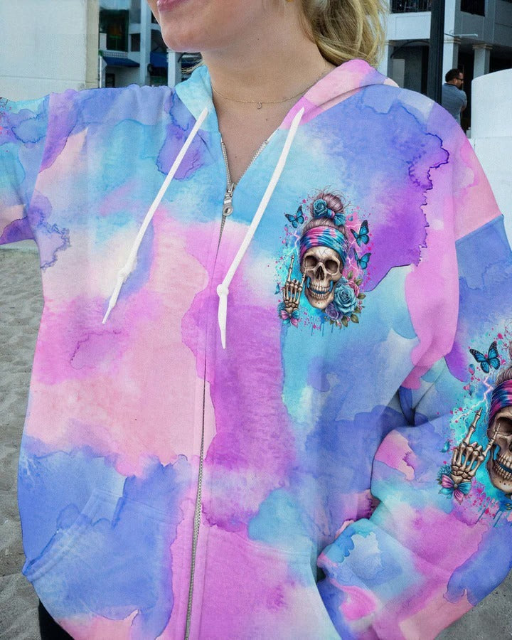 BLISSCORNERS ROCKING THIS MOM LIFE MESSY BUN SKULL ALL OVER PRINT