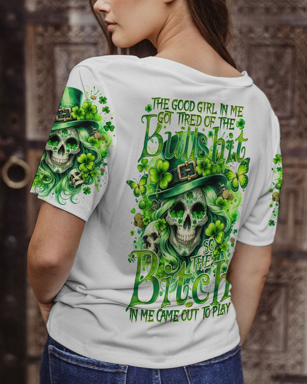BLISSCORNERS THE GOOD GIRL IN ME PATRICK'S DAY ALL OVER PRINT
