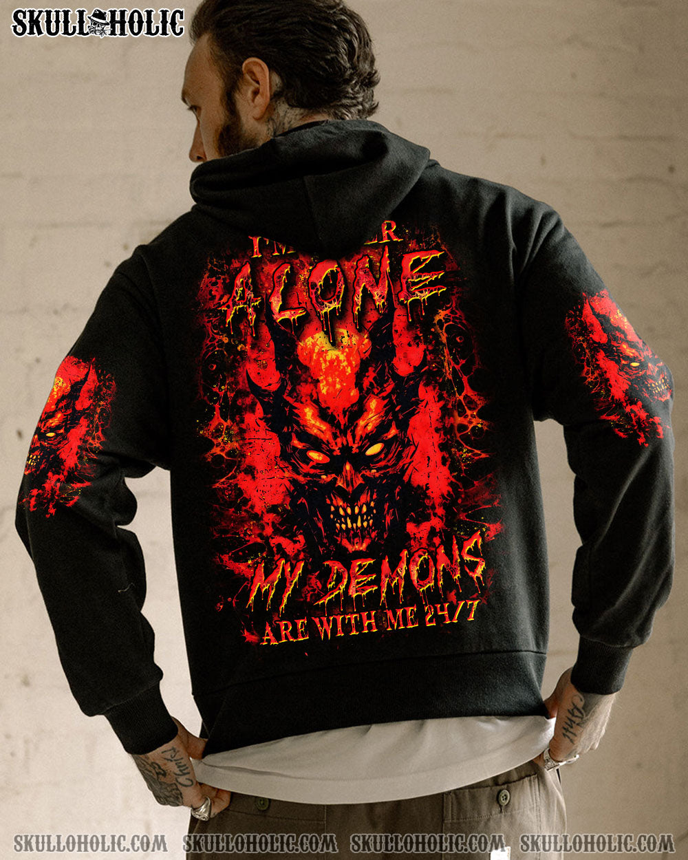 BLISSCORNERS I'M NEVER ALONE SKULL DEMON ALL OVER PRINT