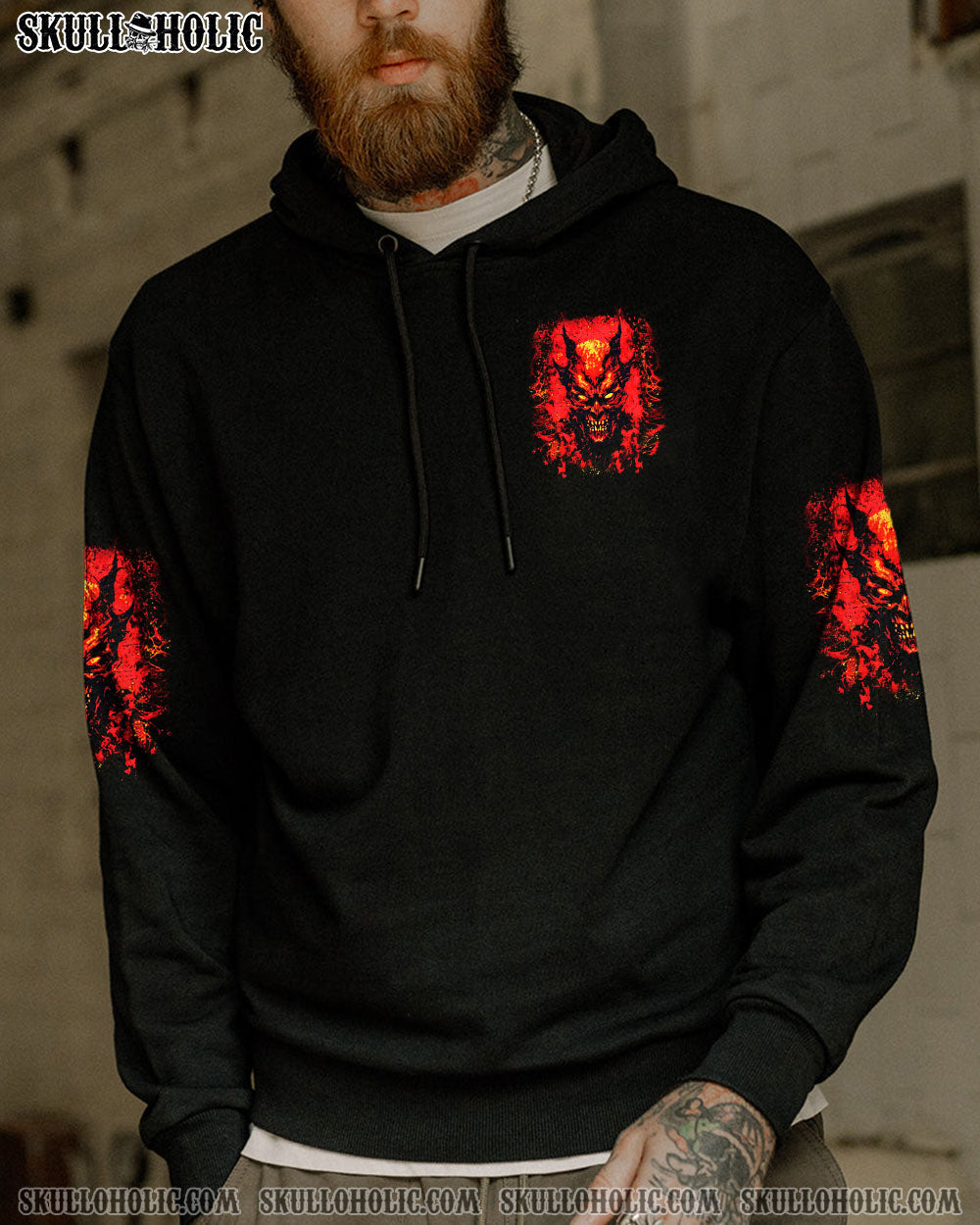 BLISSCORNERS I'M NEVER ALONE SKULL DEMON ALL OVER PRINT