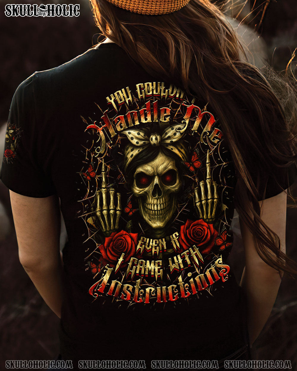 BLISSCORNERS I'M A GOOD PERSON SKULL MESSY BUN ALL OVER PRINT