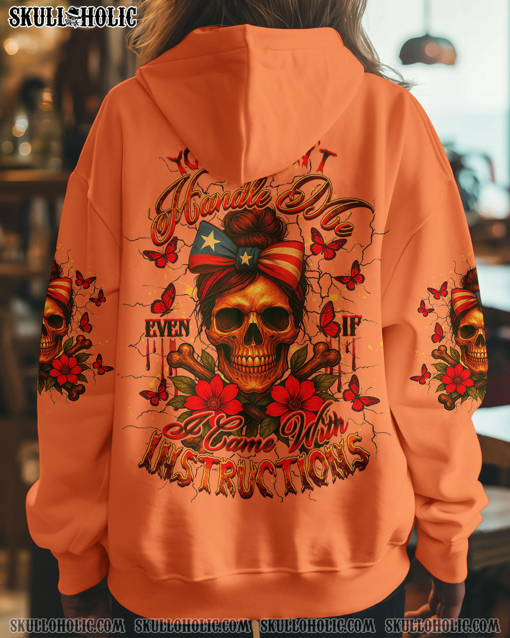 BLISSCORNERS THE GOOD GIRL IN ME MESSY BUN SKELETON ALL OVER PRINT
