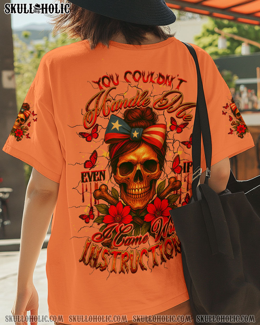 BLISSCORNERS THE GOOD GIRL IN ME MESSY BUN SKELETON ALL OVER PRINT