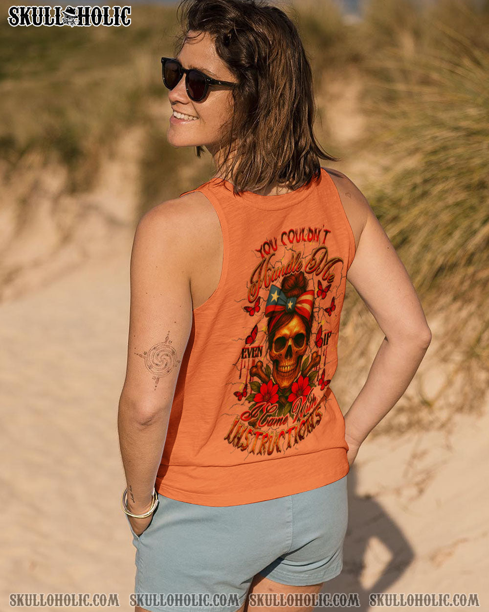 BLISSCORNERS THE GOOD GIRL IN ME MESSY BUN SKELETON ALL OVER PRINT