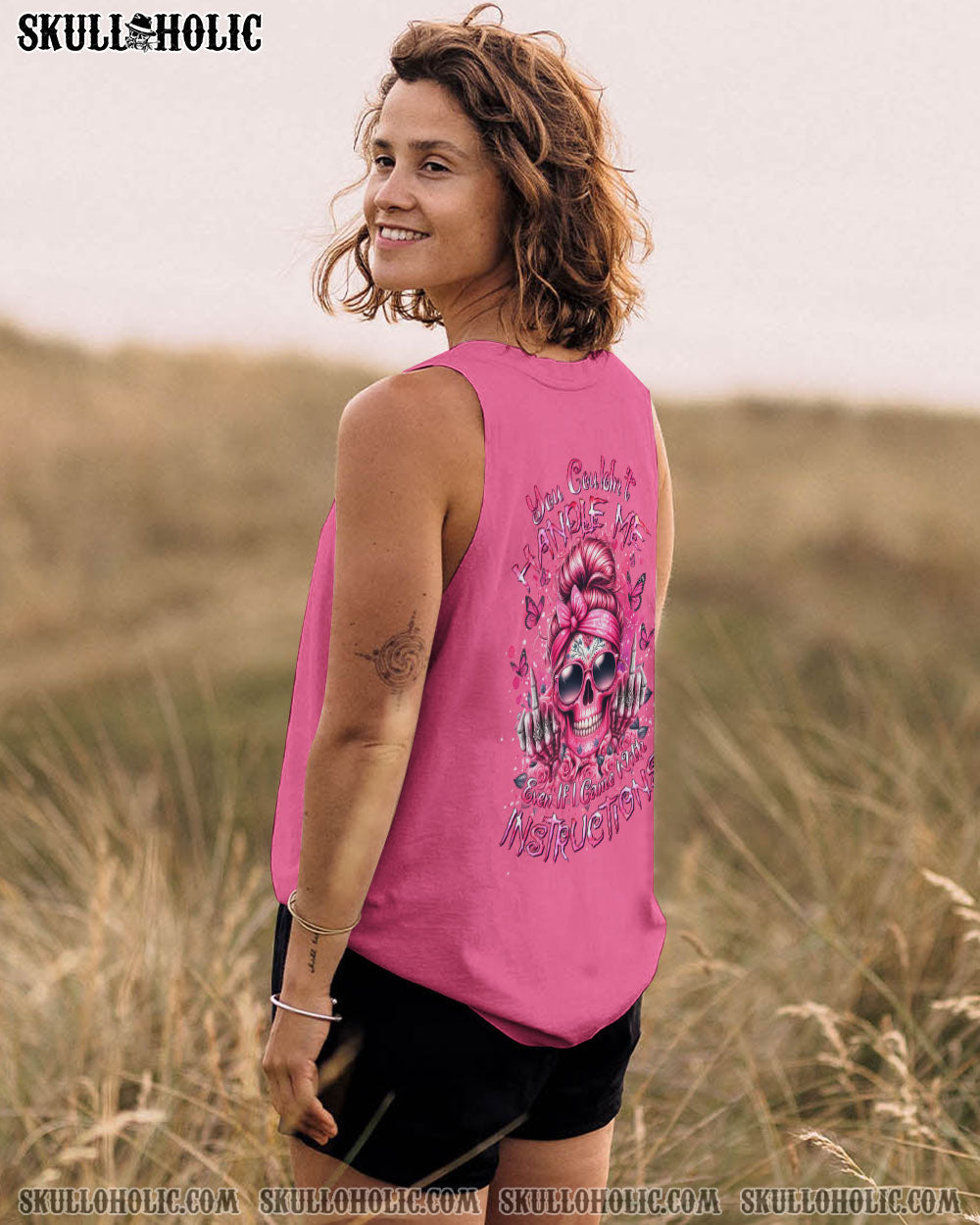 BLISSCORNERS I AM A SWEET GIRL SKULL MESSY BUN ALL OVER PRINT