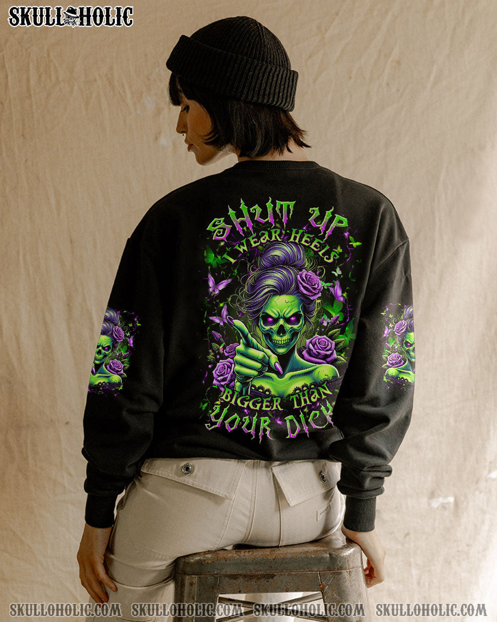 BLISSCORNERS SHUT UP SKULL PURPLE ROSE ALL OVER PRINT