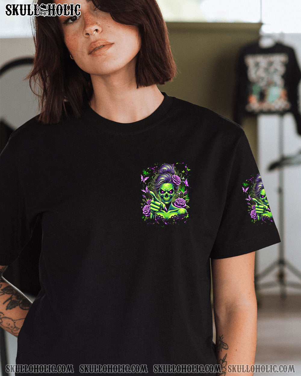 BLISSCORNERS SHUT UP SKULL PURPLE ROSE ALL OVER PRINT