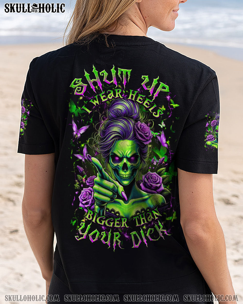 BLISSCORNERS SHUT UP SKULL PURPLE ROSE ALL OVER PRINT