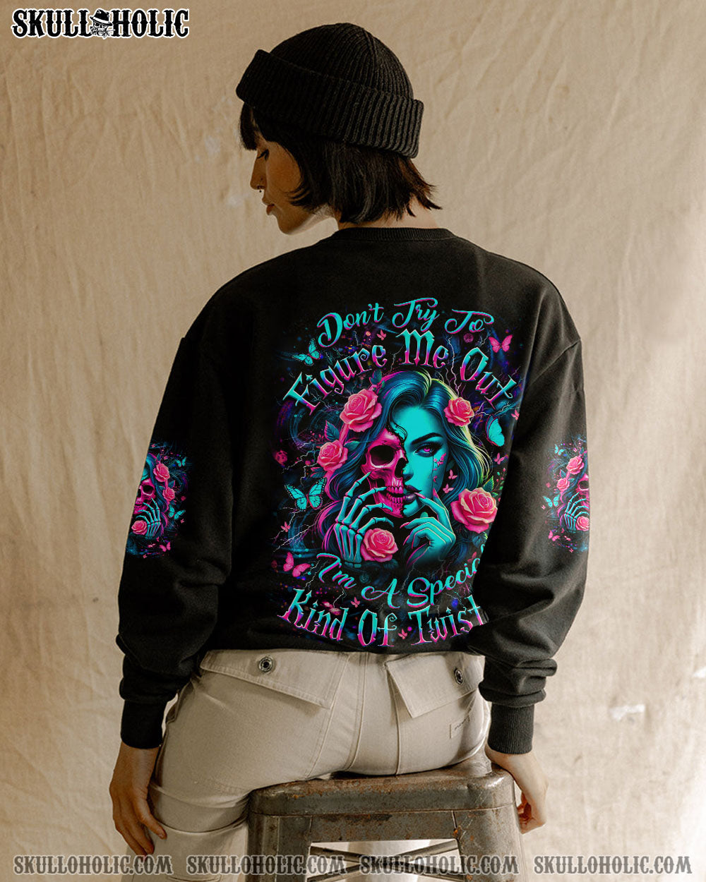 BLISSCORNERS DON'T TRY TO FIGURE ME OUT SKULL ALL OVER PRINT