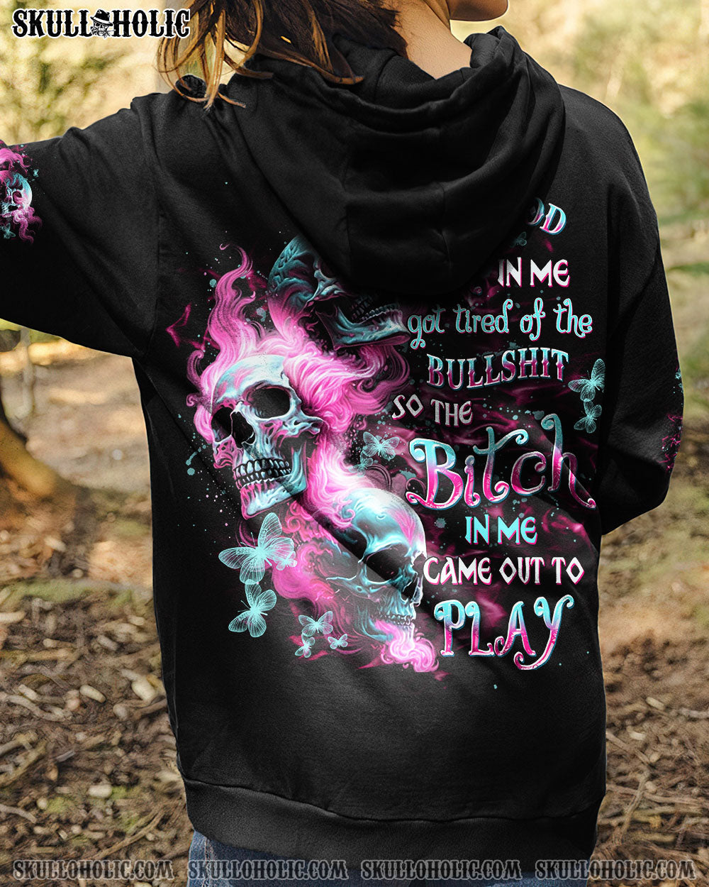 BLISSCORNERS THE GOOD GIRL IN ME GOT TIRED SKULL ALL OVER PRINT