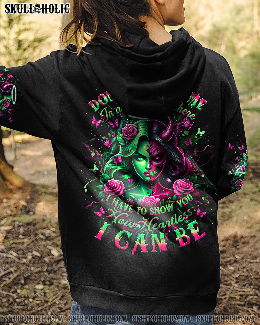 BLISSCORNERS HOW HEARTLESS I CAN BE SKULL LADY ALL OVER PRINT