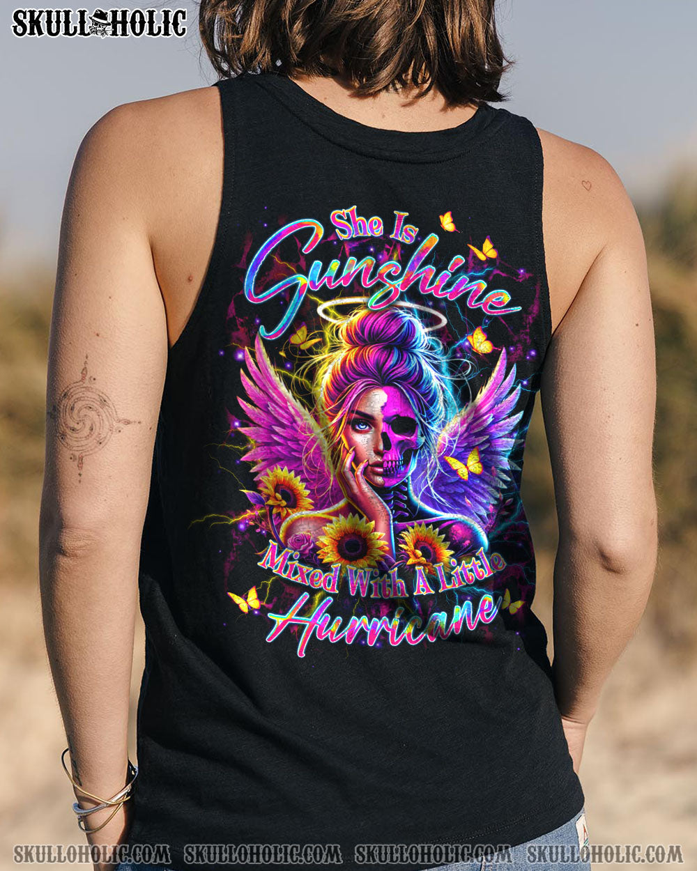 BLISSCORNERS SHE IS SUNSHINE SKULL LADY ALL OVER PRINT